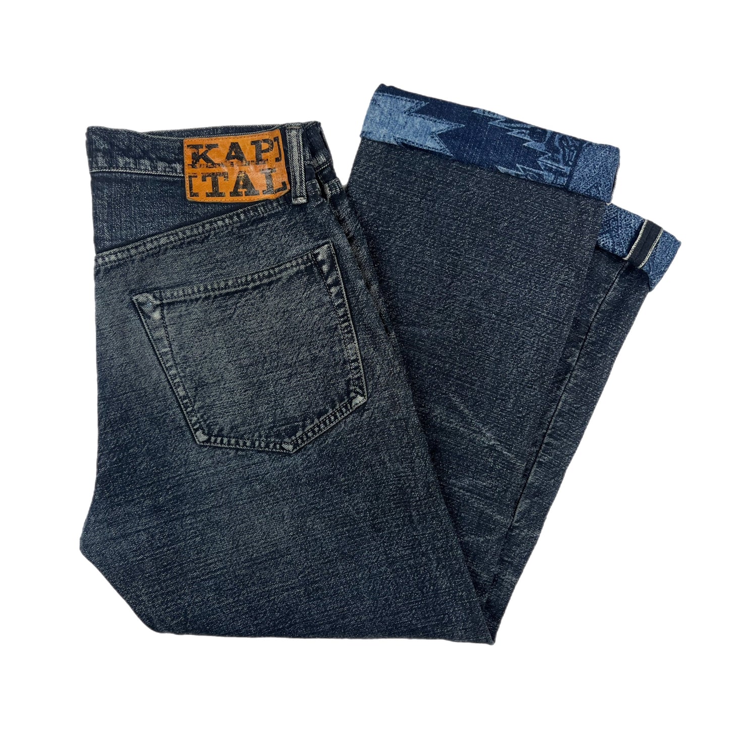 Kapital Native Pattern Indigo Selvedge Jeans - Size 33