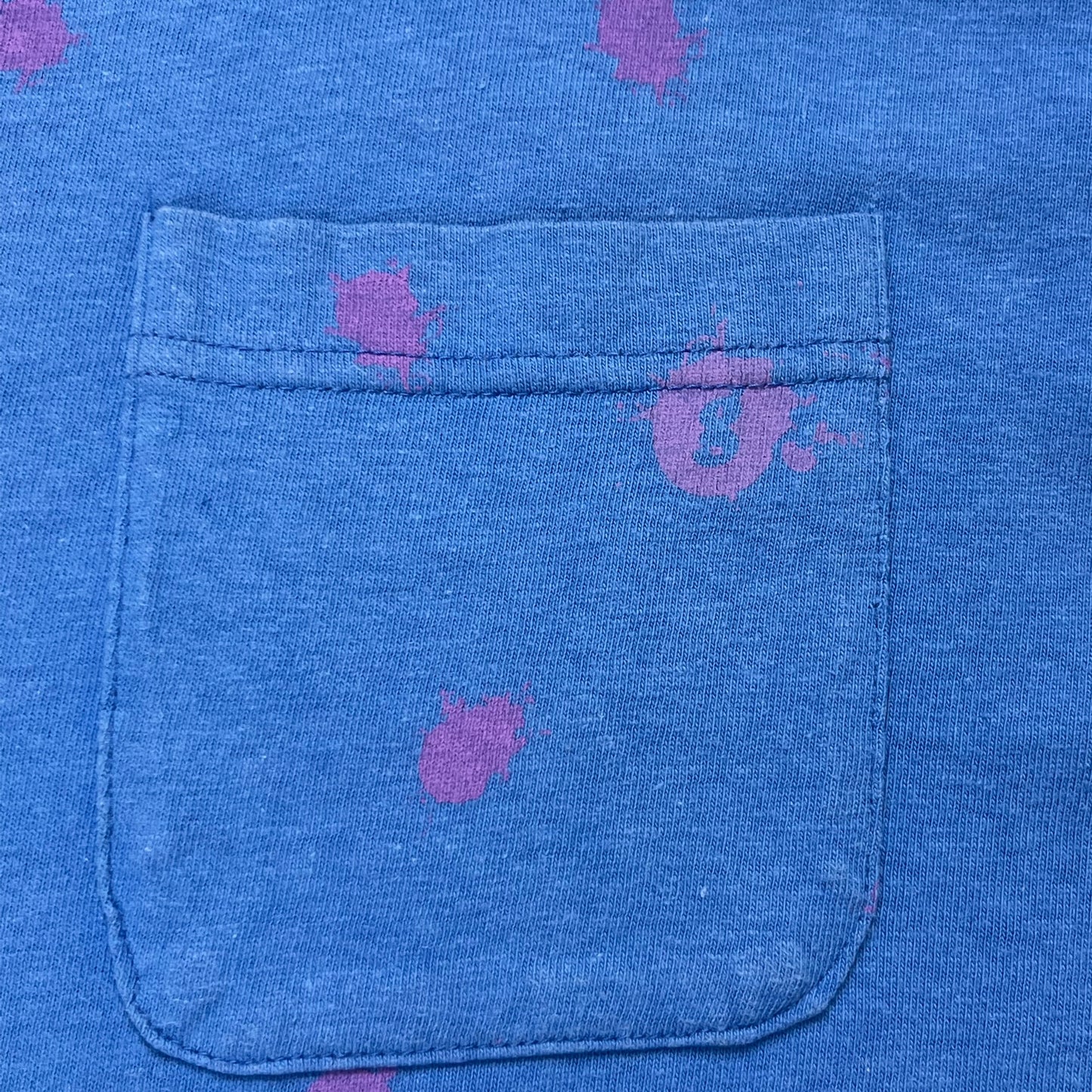 NOL Good Enough Paint Splatter Polka Dot Blue Pocket Tee - Size Medium