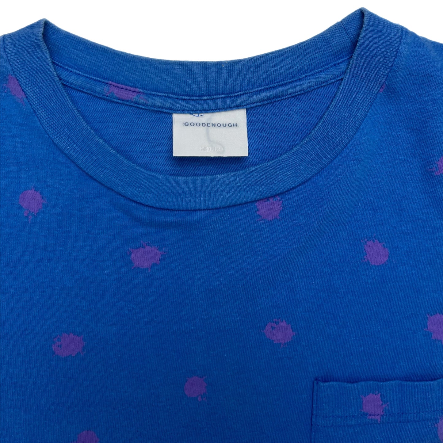 NOL Good Enough Paint Splatter Polka Dot Blue Pocket Tee - Size Medium