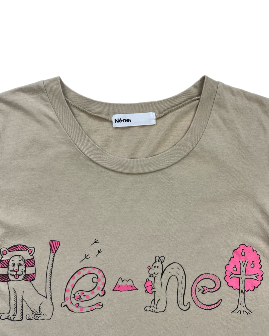 Né-Net Beige Animal Logo Tee - Size 2 (JPN)
