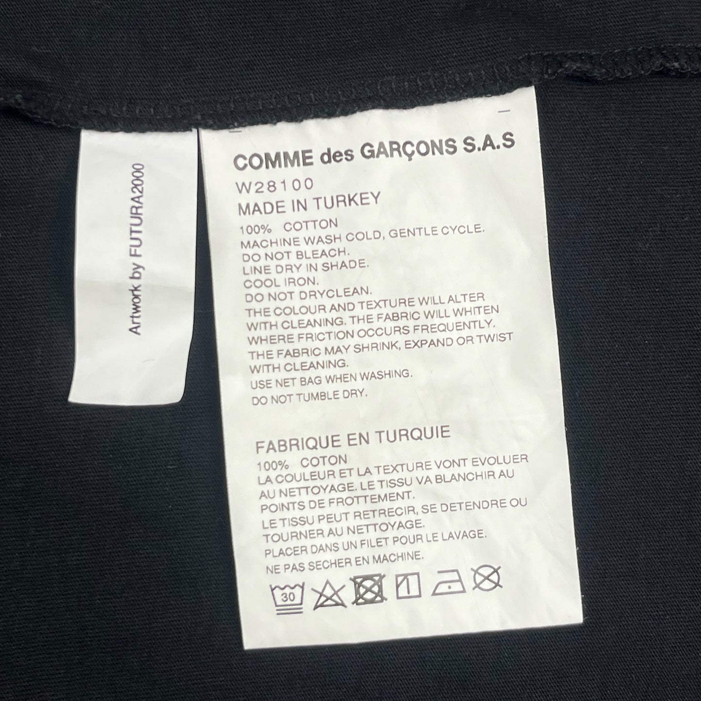 NOL COMME des GARCONS SHIRT x Futura Black Print A Tee - Size Medium