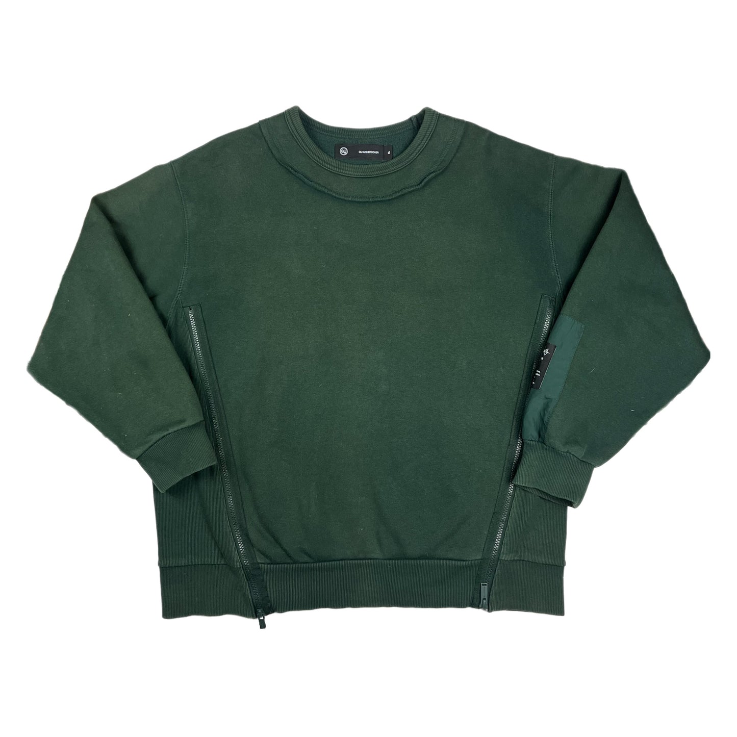 GU x Undercover Green Double Zipper Oversized Crewneck - Size X-Large