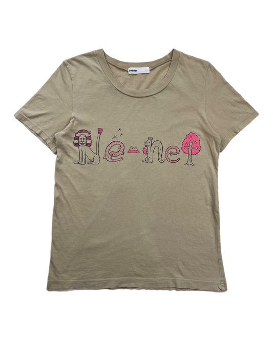 Né-Net Beige Animal Logo Tee - Size 2 (JPN)
