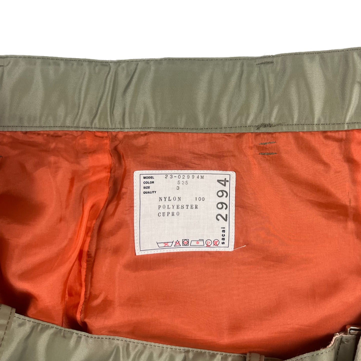 Sacai Khaki Nylon Twill Shorts - Size 3