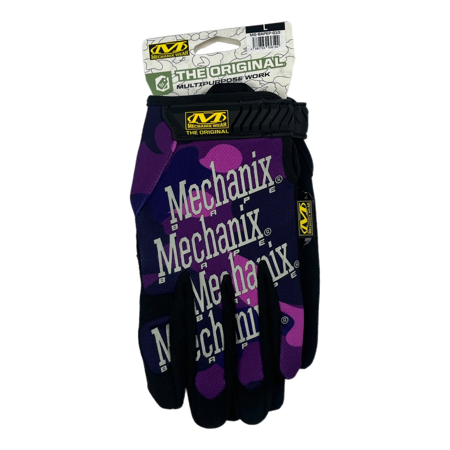 A BATHING APE x Mechanix Purple ABC Camo Wear Gloves - Size L
