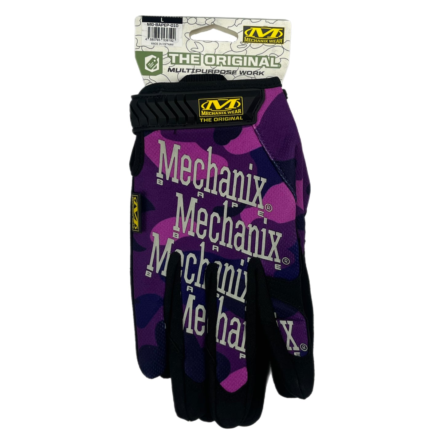 A BATHING APE x Mechanix Purple ABC Camo Wear Gloves - Size L