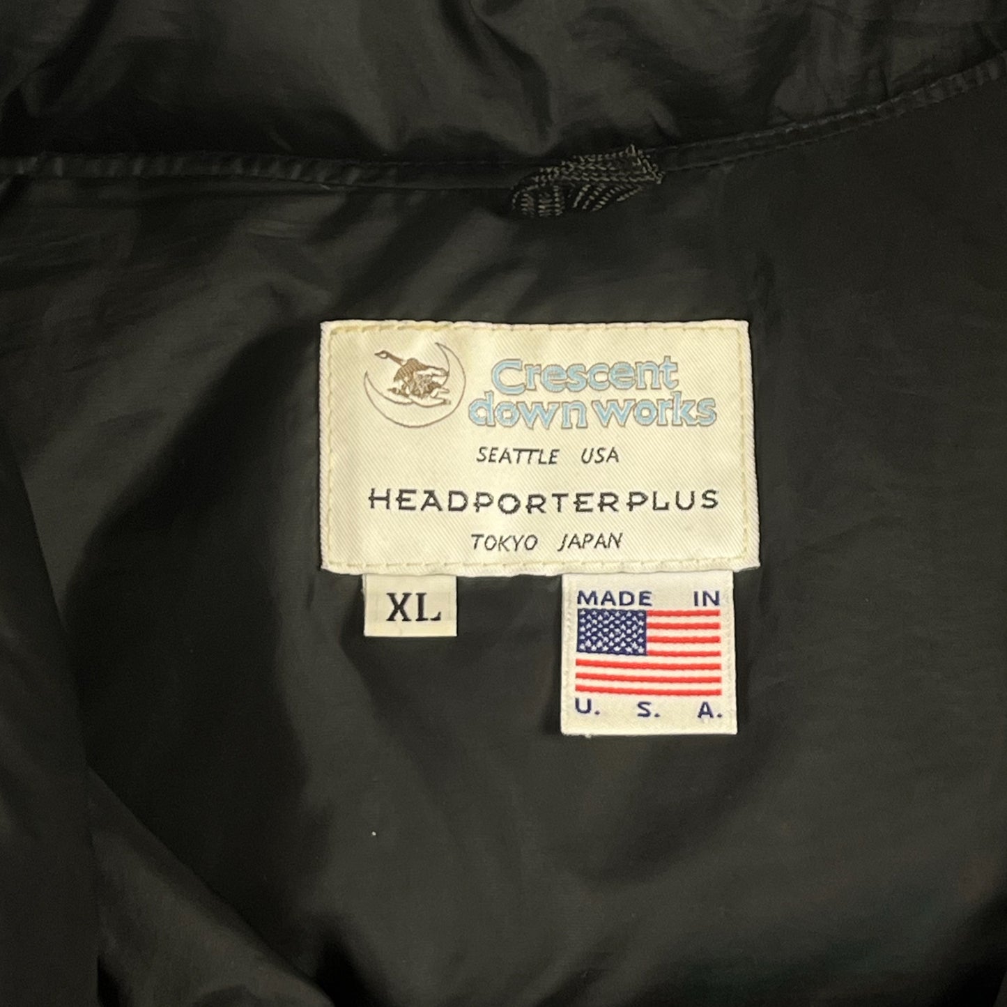Head Porter Plus x Crescent Down Works Navy Down Puffer Vest - Size X-Large