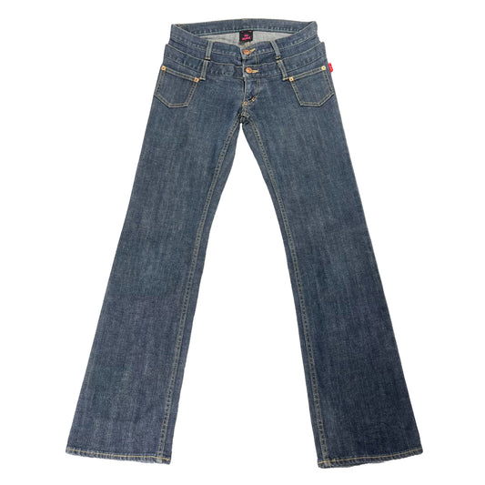 X-Girl Double Waist Navy Stretch Denim - Size 1 (JPN)
