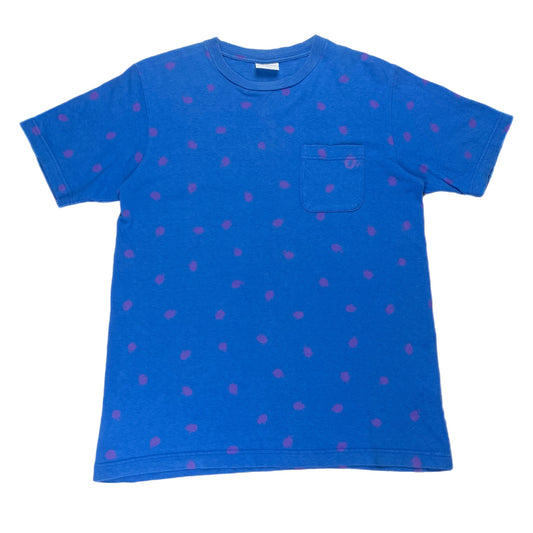 NOL Good Enough Paint Splatter Polka Dot Blue Pocket Tee - Size Medium